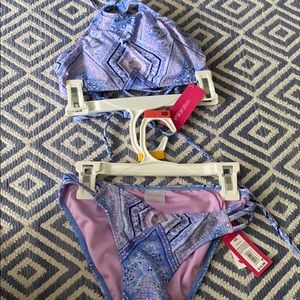 Cute pink gray and blue bathing suit for girls